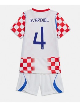 Otroški Nogometna dresi replika Hrvaška Josko Gvardiol #4 Domači SP 2026 Kratek rokav (+ hlače)